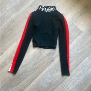 Black and Red Long Sleeve Top